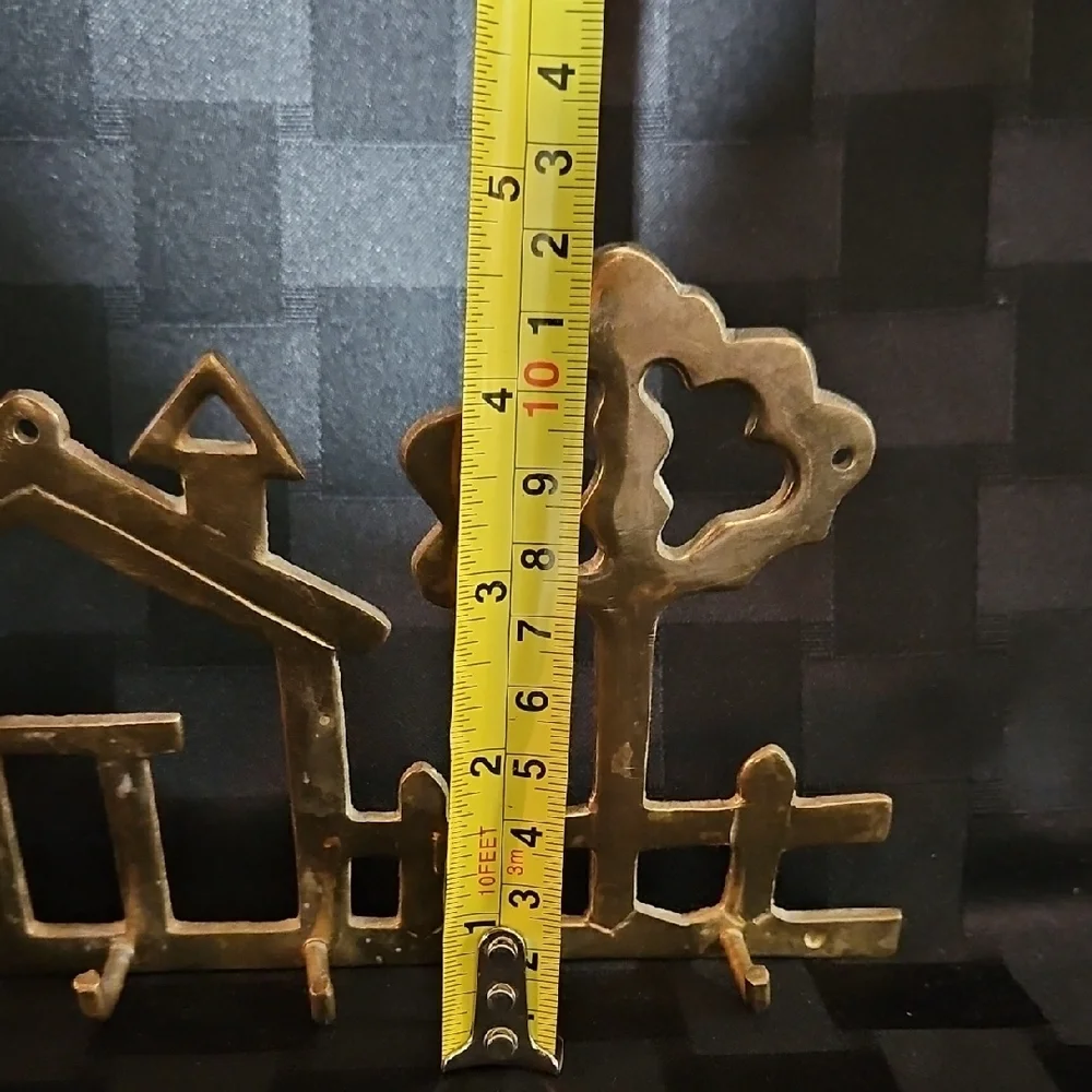 VTG Solid Brass Cottage Style House, Picket Fence & Tree Key Rack with Hooks